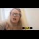 A plump, blonde, British girl with glasses takes a shit and makes straining faces at the camera, with a close between-the-legs shot. Presented in 720P HD. About 2 minutes.